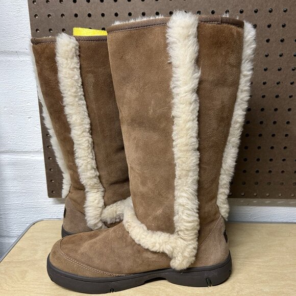 UGG Chestnut Sunburst Tall Suede Sheepskin Boots 5218 Women's 11 (Men's 10) - Picture 7 of 11